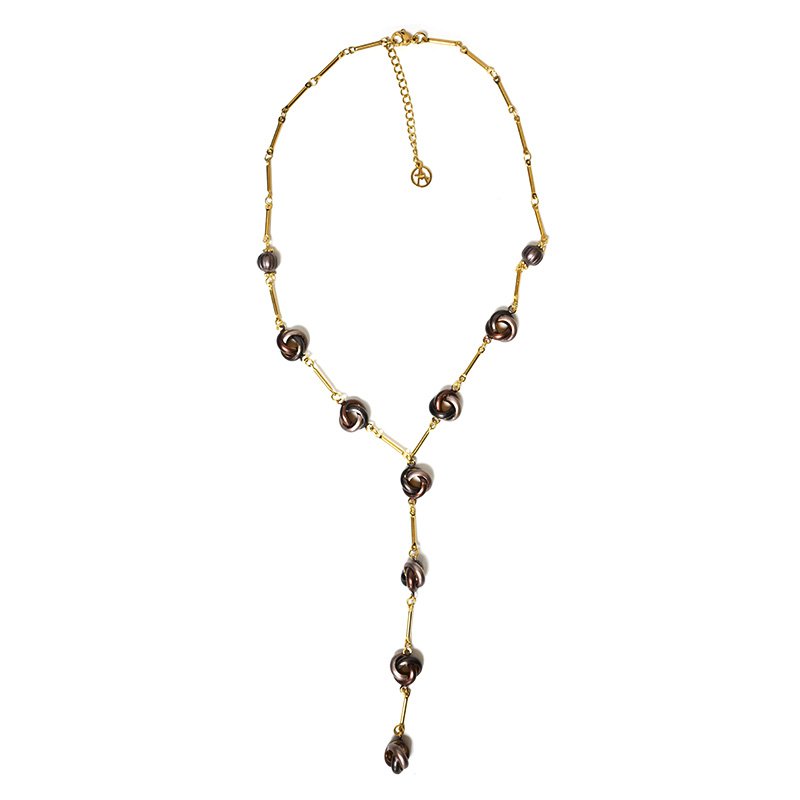 Y-vormige ketting met emaille knopen