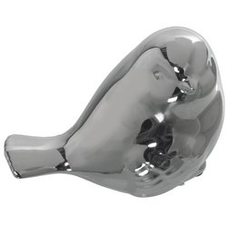 SET 2 FIGURE DI UCCELLI IN CERAMICA ARGENTO _13X8X11+12X8X12CM LL53790