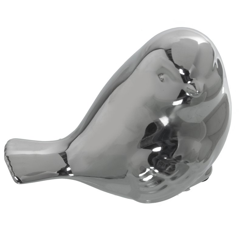 SET 2 FIGURE DI UCCELLI IN CERAMICA ARGENTO _13X8X11+12X8X12CM LL53790