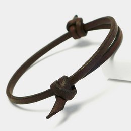 Leather Star TN73 - Smal Leather Men's Armbånd i mørkebrun