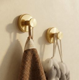Set of 2 Self-adhesive Towel Hooks with Suction Cup - Brass / Gold - Stainless Steel