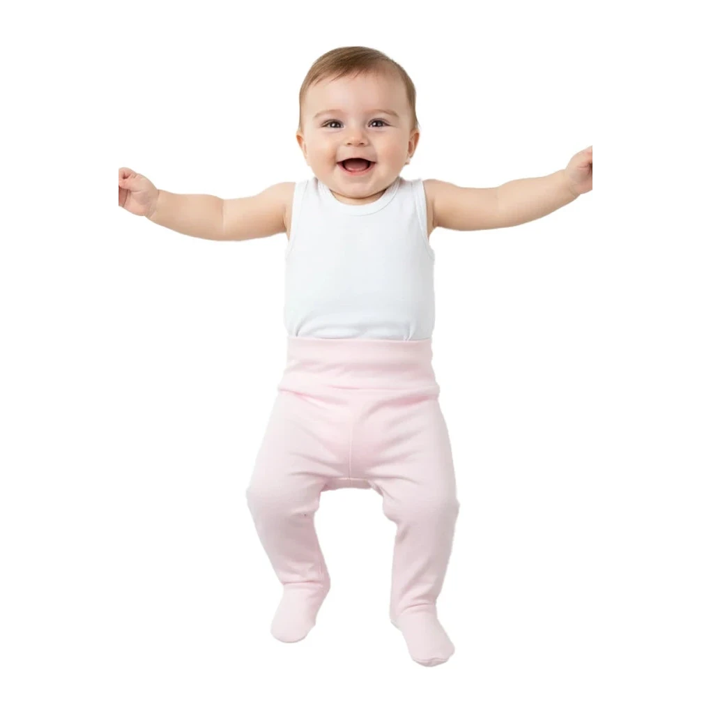 Baby-leggings i ubørstet bomuld, lyserød