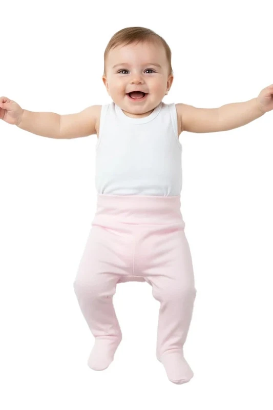 Baby-leggings i ubørstet bomuld, lyserød