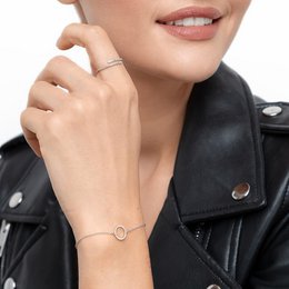 Circle bracelet with diamonds, 18K white gold