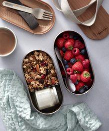 NERO + BLUM Portapranzo Bento Inox | Emillabile | 2x500ml | Gris