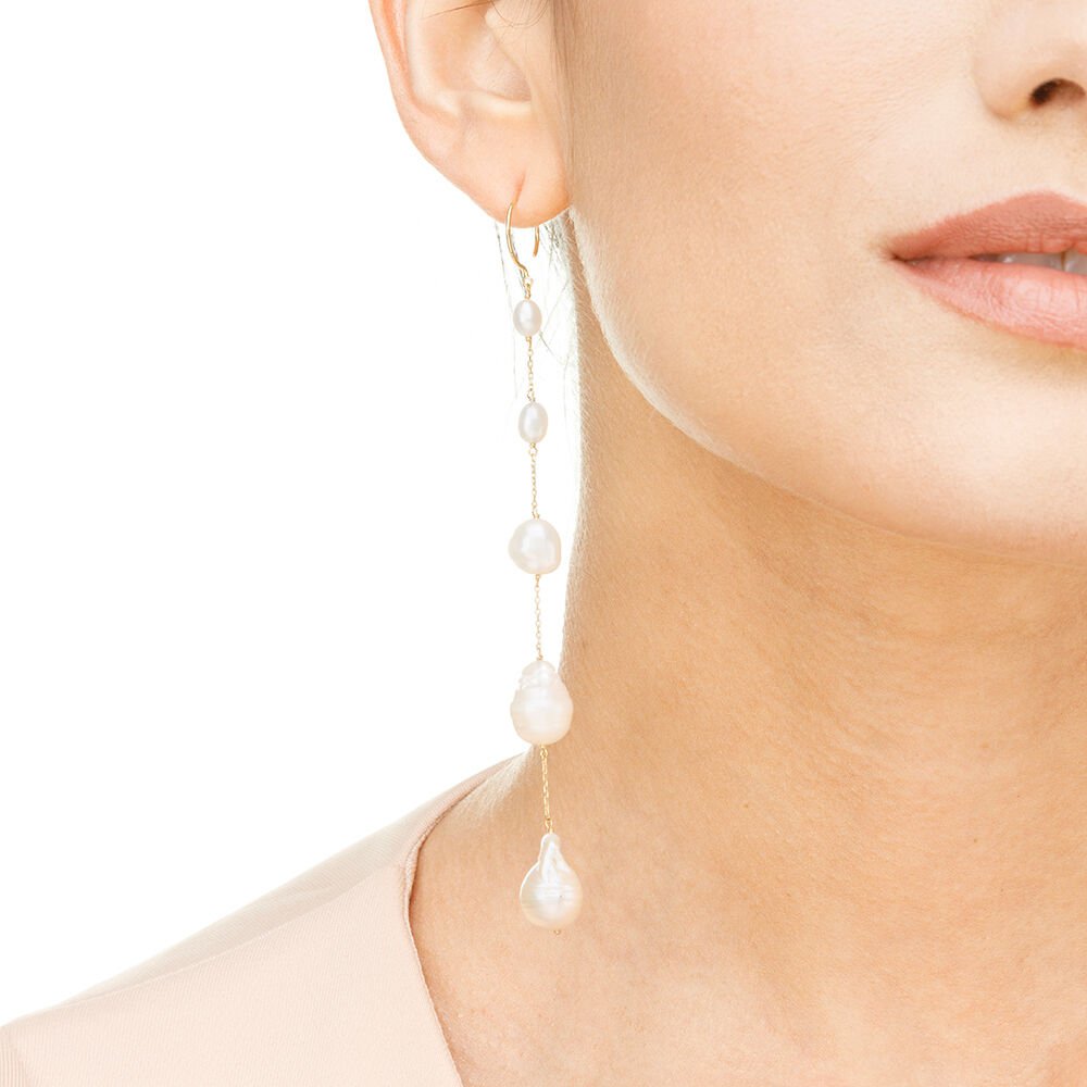 Pendientes Perlas Barrocas, oro amarillo de 14 quilates