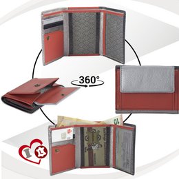 Sunsa Creations leren portemonnee. Mini kleine leren portemonnee met RFID-bescherming. Dames/meisjes portemonnee model "Miki"