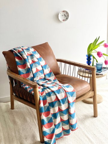 Toby Blue Jacquard Throw – Soft Brushed Cotton