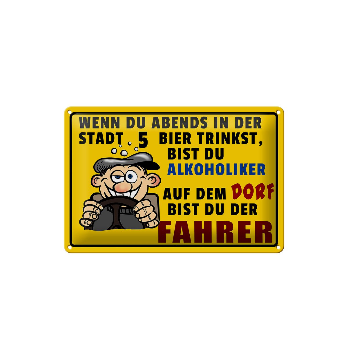 Tinnen bord 30x20cm als je 's avonds 5 biertjes drinkt