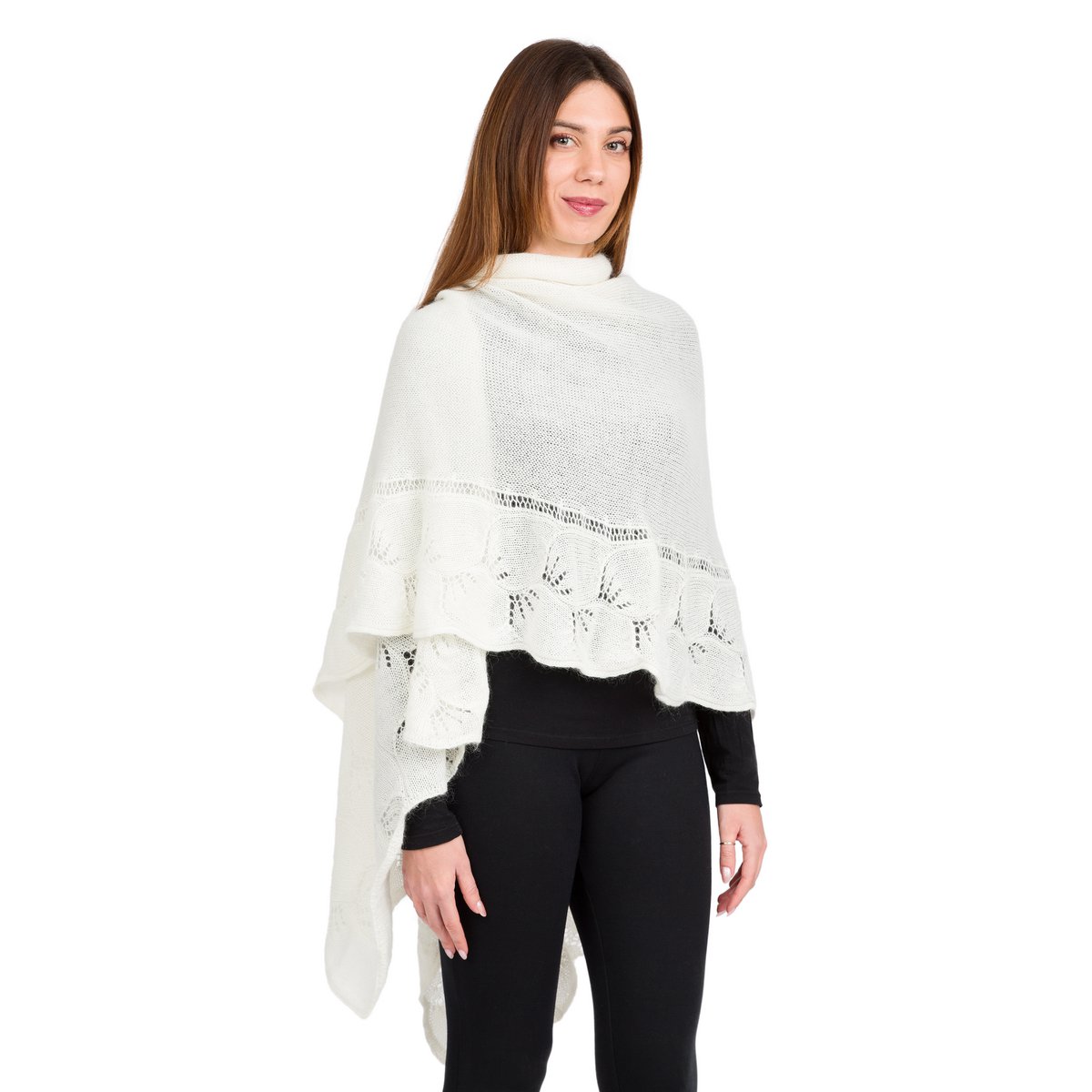 Zoe - Stole met doorboorde rand in Mohair -wol gemengd