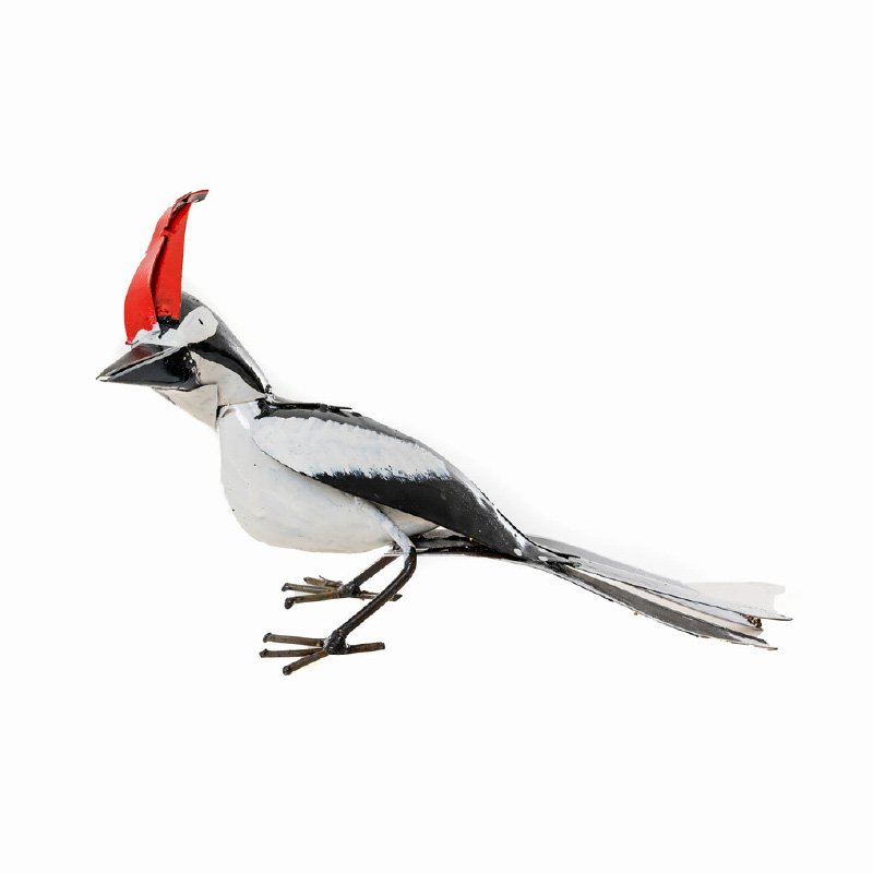 GRAN PÁJARO CARPINTERO MANCHADO DE METAL HECHO A MANO