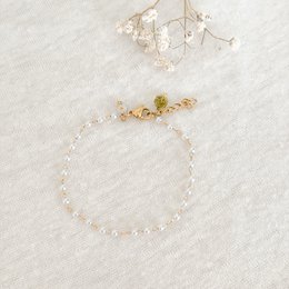 Perler & peridot armbånd - guld