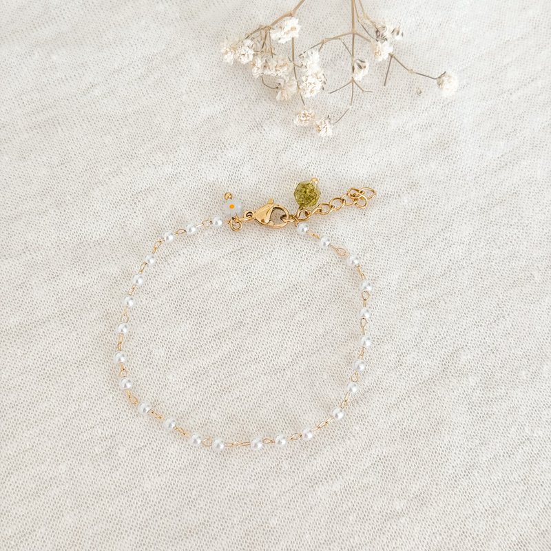 Perler & peridot armbånd - guld
