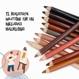 12 Riesenbuntstifte in Hautfarben