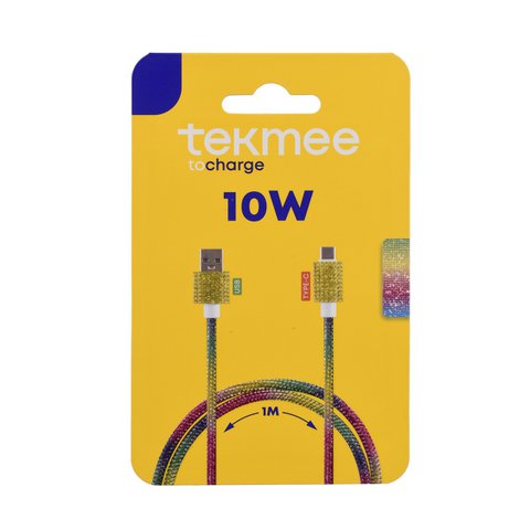 USB-Kabel-Typ-C 1m im Regenbogen-Strass-10W