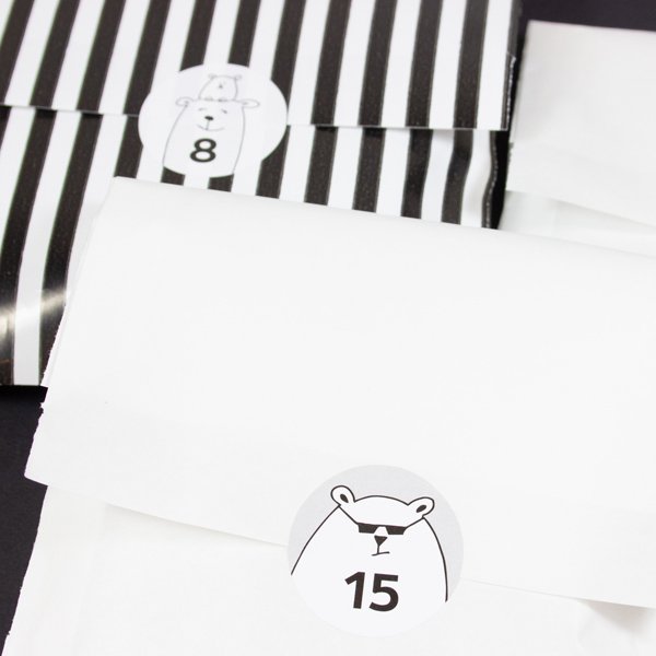 Adesivo calendario dell'avvento orsi polari e pinguini