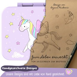 Leaf can with compartments, light & leak -proof - unicorn purple