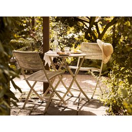 Arcas Bistro set, 2 chairs and 1 table, polyester/steel, taupe