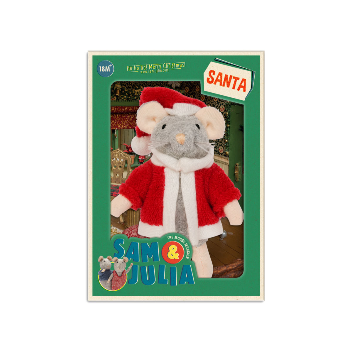 Cuddly toy Mouse Santa (12 cm) - The Mouse House