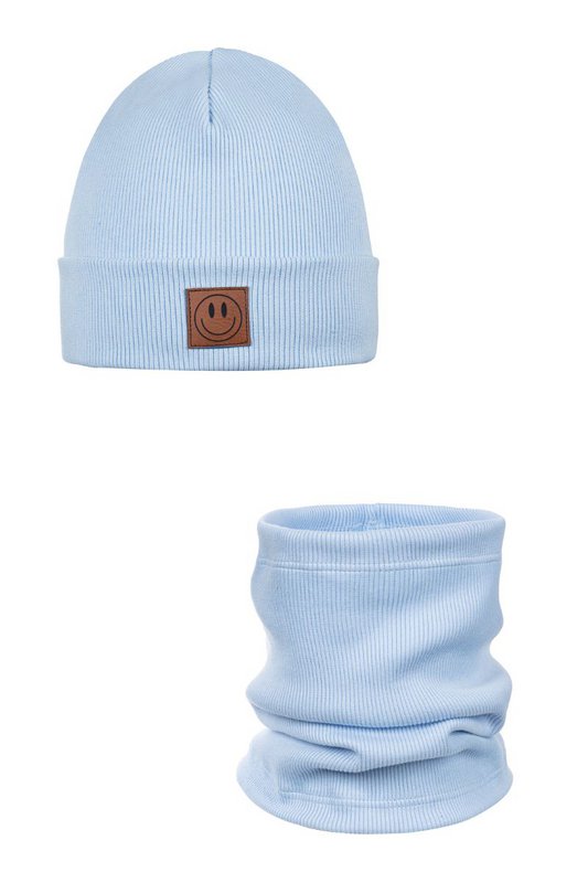 Set aus Mütze und Schal von SMILE – Baumwolle – Hellblau