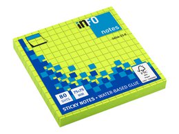 Info notes 75x75mm ruitjes groen 80 blad ruitjes