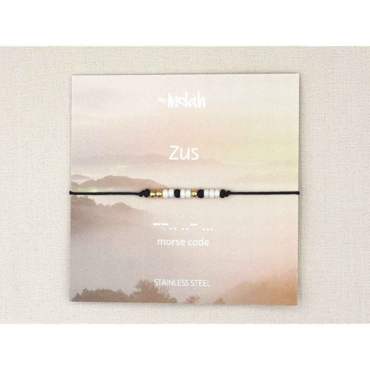 Morse code armband zus, roestvrij staal zilver of goud