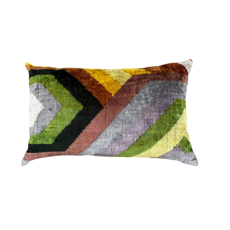 Velvet Ikat Kussen Multicolor Trend 60x40 cm