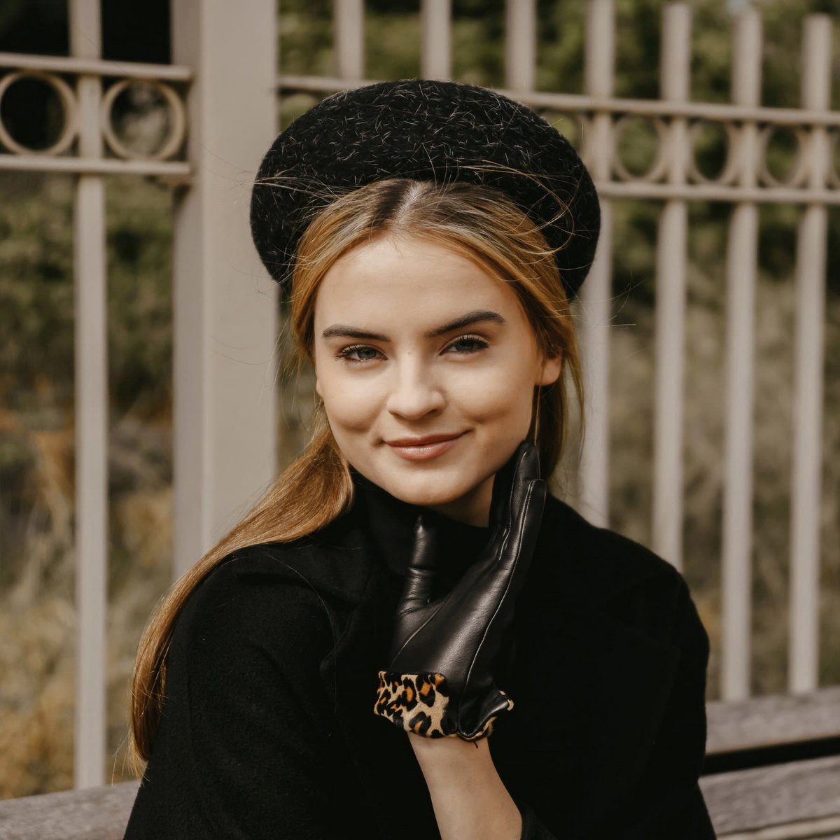 Natalie | Leather Glove with Animal Print Cuff