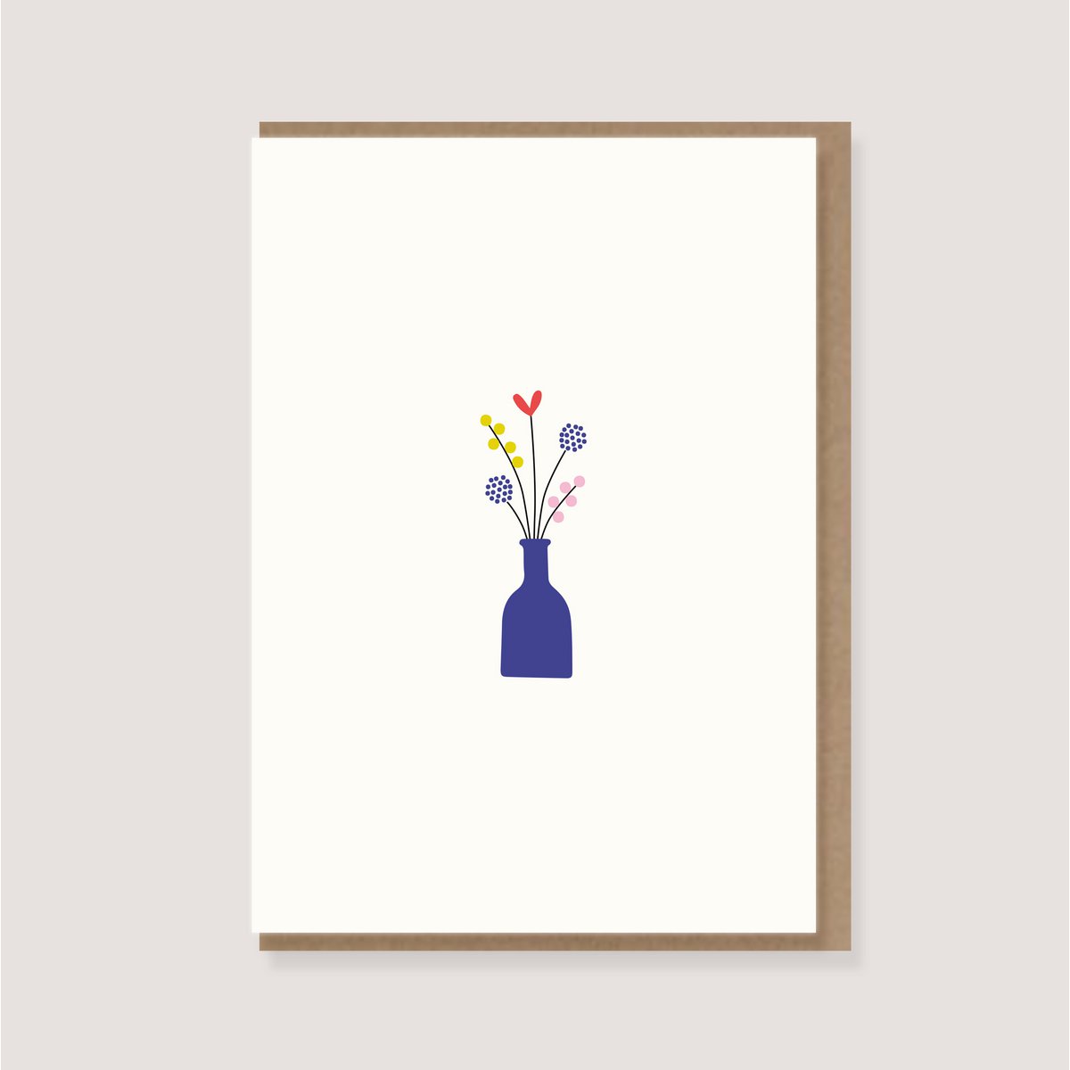 Klappkarte mit Umschlag - "Blumenstrauß in blauer Vase"