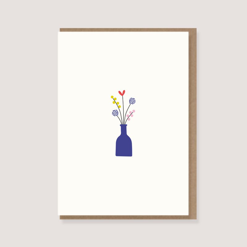 Klappkarte mit Umschlag - "Blumenstrauß in blauer Vase"