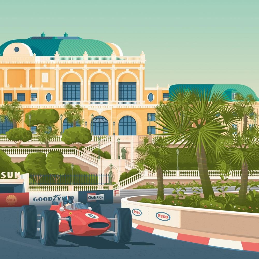 Monaco Vintage Poster | Plakatstadt Monaco Côte d'Azur Frankreich