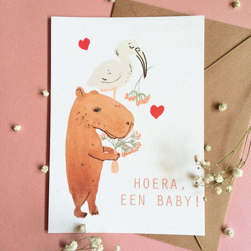 Capybara Baby / Birth Postcard NL (eco friendly)
