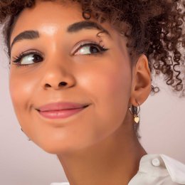 Boucles d'Oreilles Cube Hoop Coeur Plaqué Or