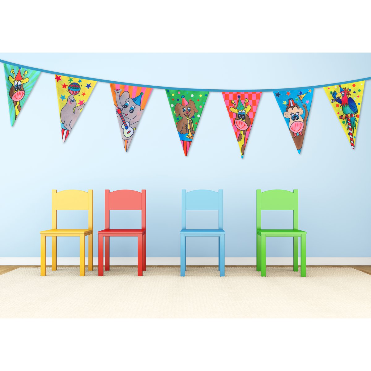 Puk Art® | Stoffen Slinger | Confetti | Dubbelzijdig • 12 meter