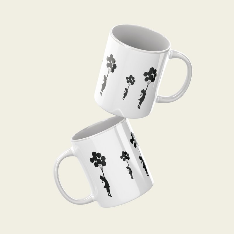 Taza Cerámica Banksy 325ml - Chica Globos Voladores