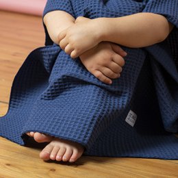 Marineblå Honeycomb Baby Bath Poncho