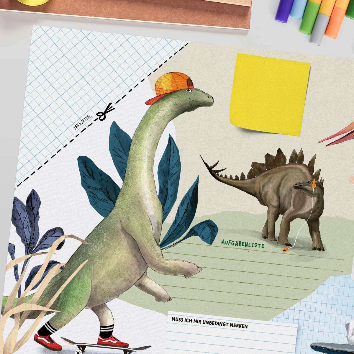 Schreibtischunterlage Dinos – Kritzelblock mit T-Rex & Co.