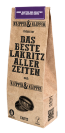 Das Beste Lakritz Aller Zeiten Kaffee, a premium licorice coffee product packaged in a brown paper bag with a bold graphic design.