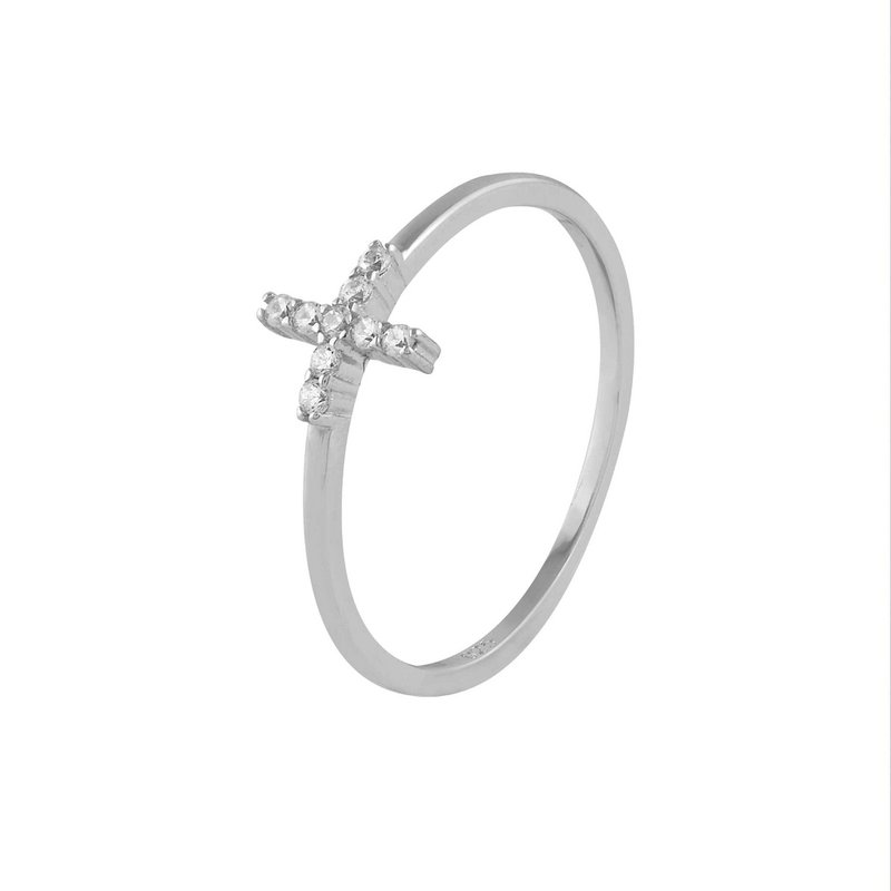 Anello in argento e zirconi con motivo croce