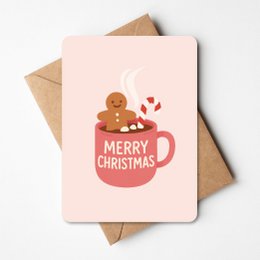 Weihnachtskarte Lebkuchenmann - heiße Schokolade