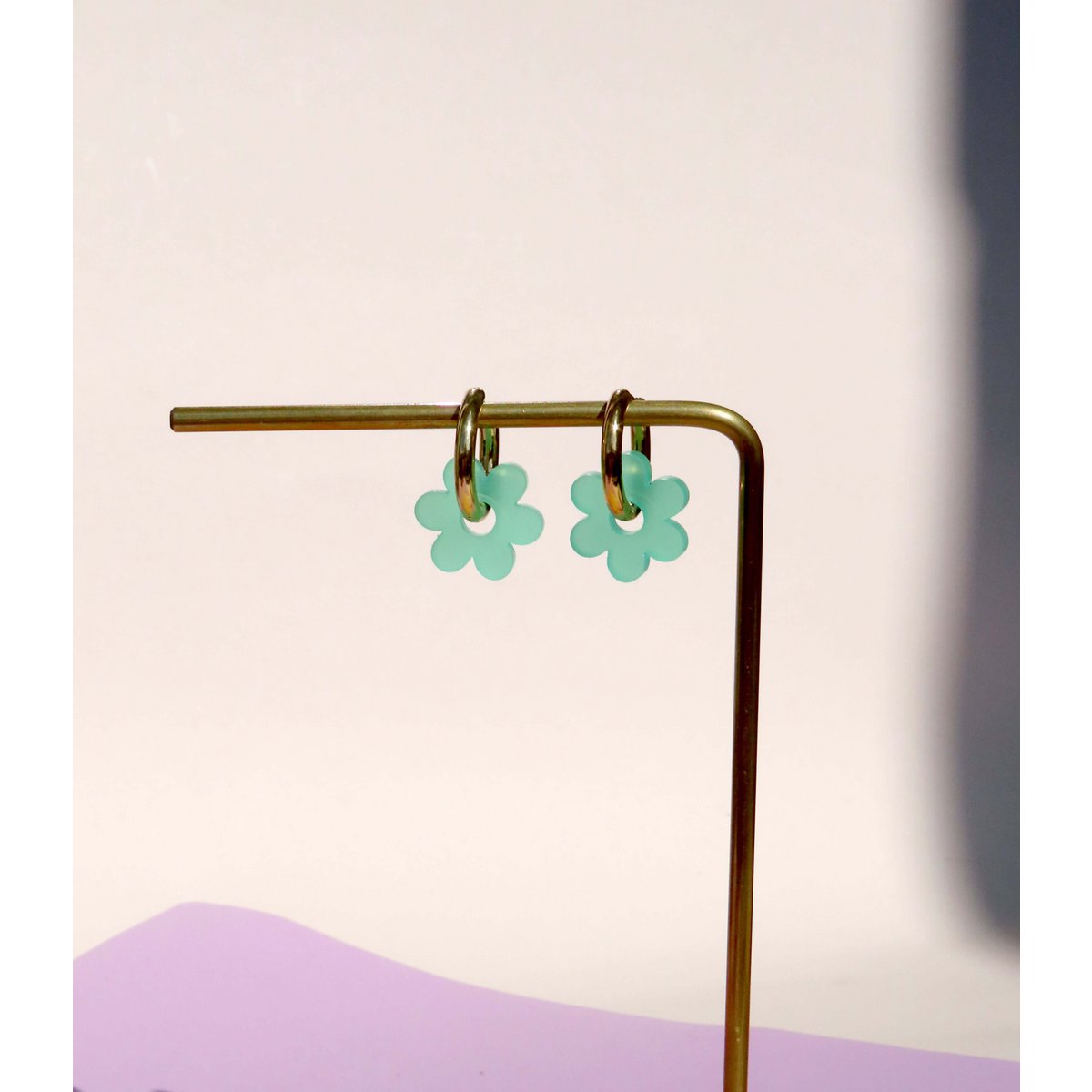 Türkise Flower Edelstahl Hoops