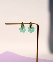 Türkise Flower Edelstahl Hoops