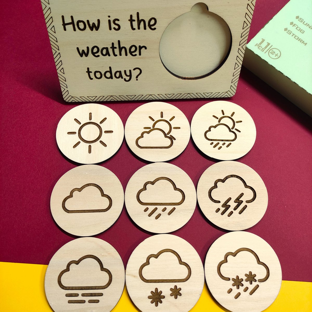 Houten weerbord, Montessori speelgoed voor kinderen en peuters