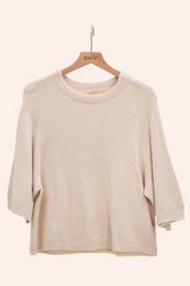 Pull col rond manches raglan 3/4 en alpaga et laine