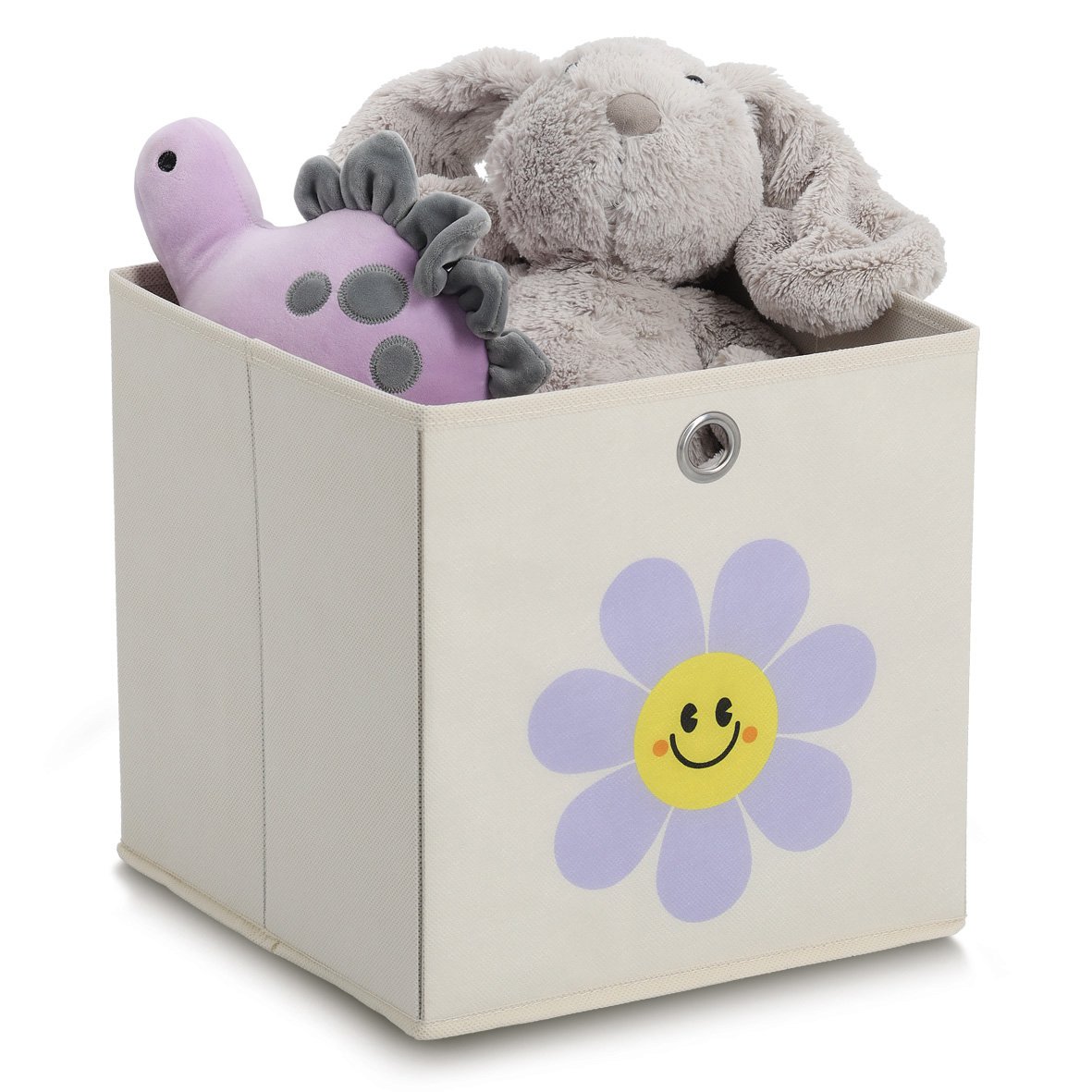 Storage box "Happy Flower", fleece, cream