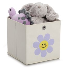 Storage box "Happy Flower", fleece, cream