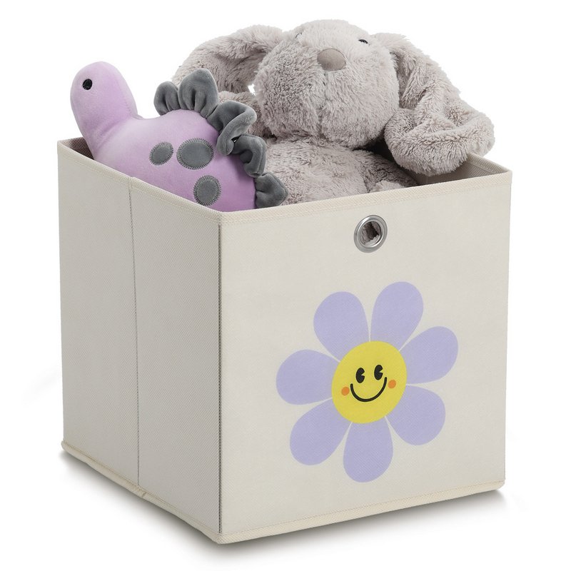 Storage box "Happy Flower", fleece, cream