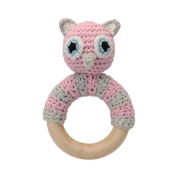 Gehaakte knuffel uil LUNA in roze