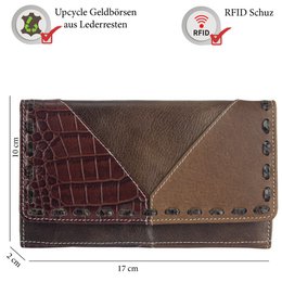 Sunsa women's wallet. leather purse. Wallet with RFID protection. Sustainable wallet made from leather scraps. Large women's wallet with many credit card compartments - wallet/purses for women the best gift idea.