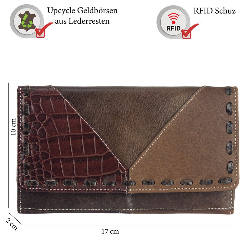 Cartera de mujer Sunsa. monedero de cuero. Cartera con protección RFID. Cartera sostenible hecha con retales de cuero. Cartera de mujer grande con muchos compartimentos para tarjetas de crédito: cartera/cartera para mujer, la mejor idea de regalo.
